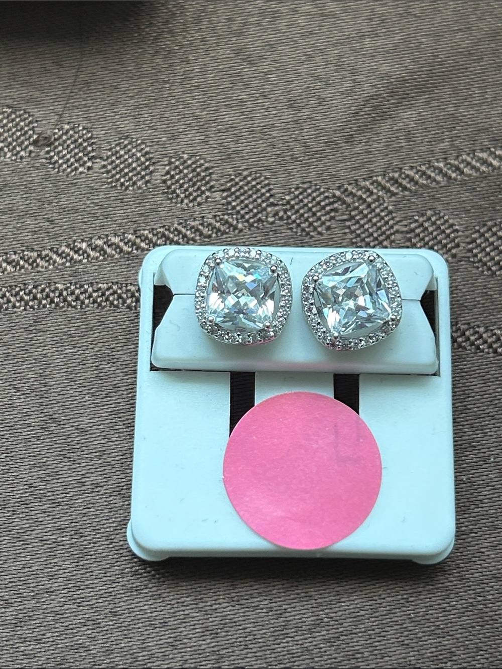 Clear Cushion-Cut 925 Sterling Silver Halo Stud Earrings